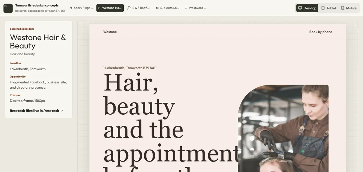 Westone Hair and Beauty website preview
